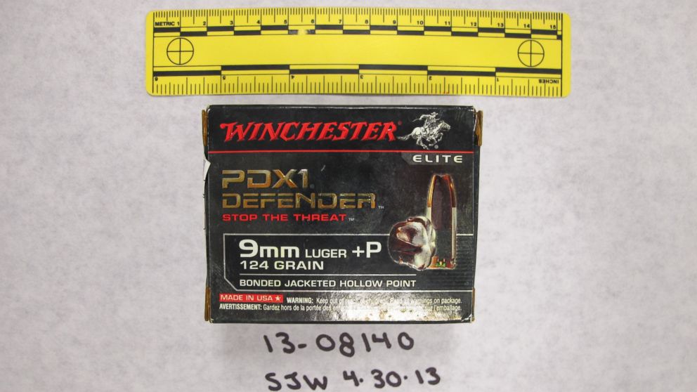 PHOTO: Evidence presented against Dzhokhar Tsarnaev in the Boston Marathon bombing case included this 9mm ammunition, allegedly used by the Tsarnaev brothers in the days after the marathon attack.