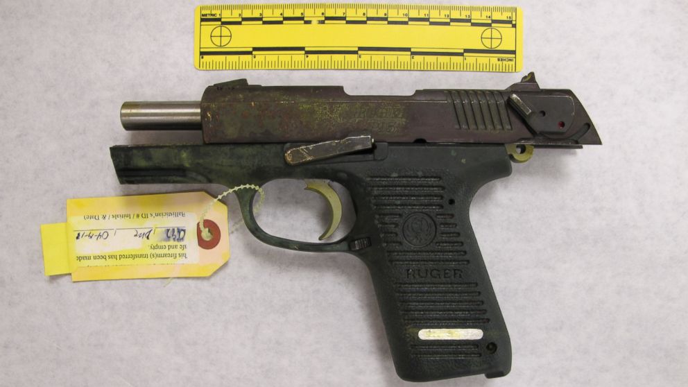PHOTO: Evidence presented against Dzhokhar Tsarnaev in the Boston Marathon bombing case included this Ruger 9mm pistol, allegedly used by the Tsarnaev brothers days after the marathon attack.