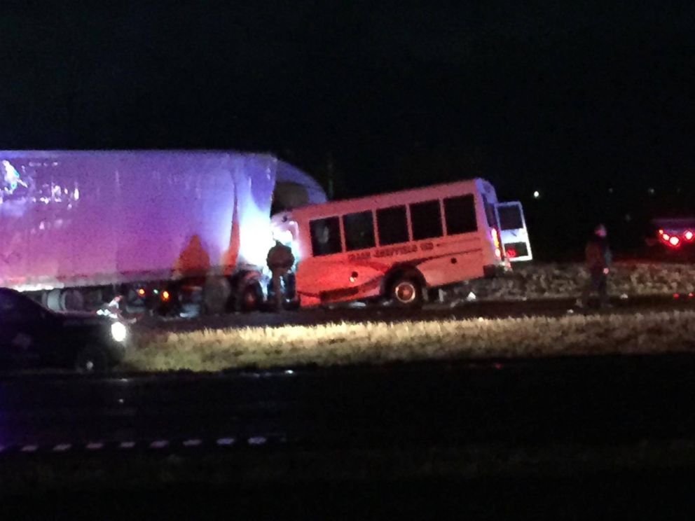 PHOTO: A bus carrying high school cheerleaders collided with an 18-wheeler in Howard County, Texas, on December 2, 2016.