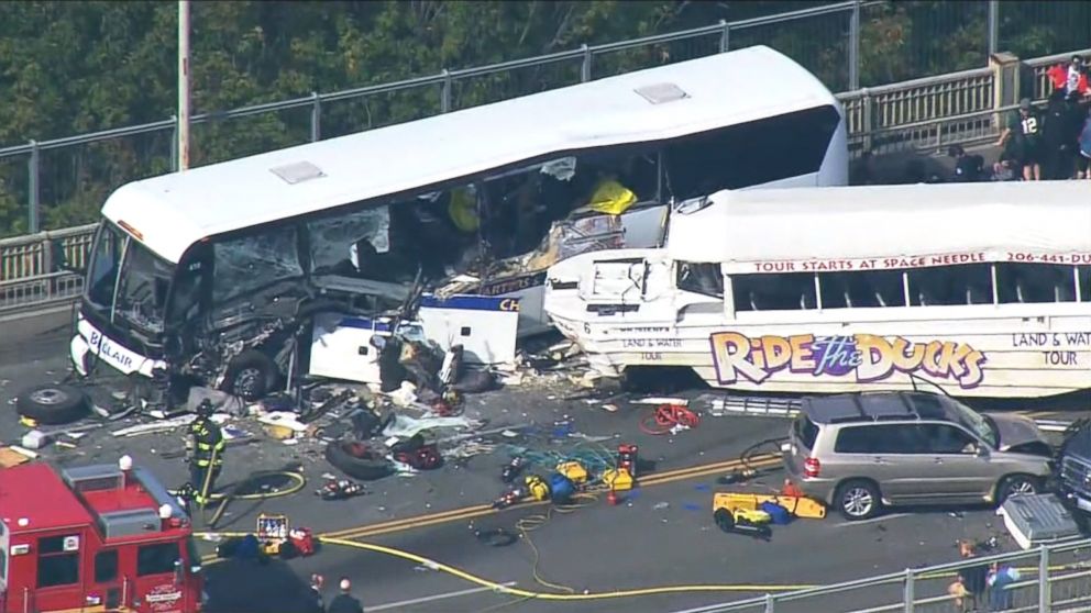 PHOTO: An screen grab showing the wreckage of the "Ride the Ducks" vehicle.