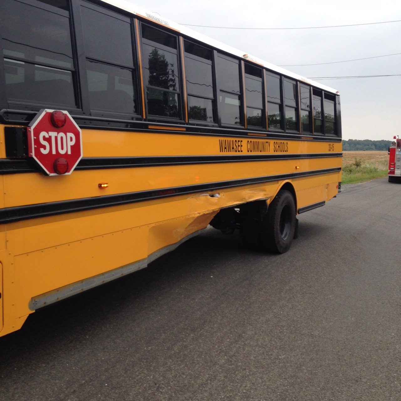 PHOTO: This photo from the Kosciusko County Sheriff's Department was taken at the scene of a crash between a school bus and a "driverless" car near Syracuse, Indiana.