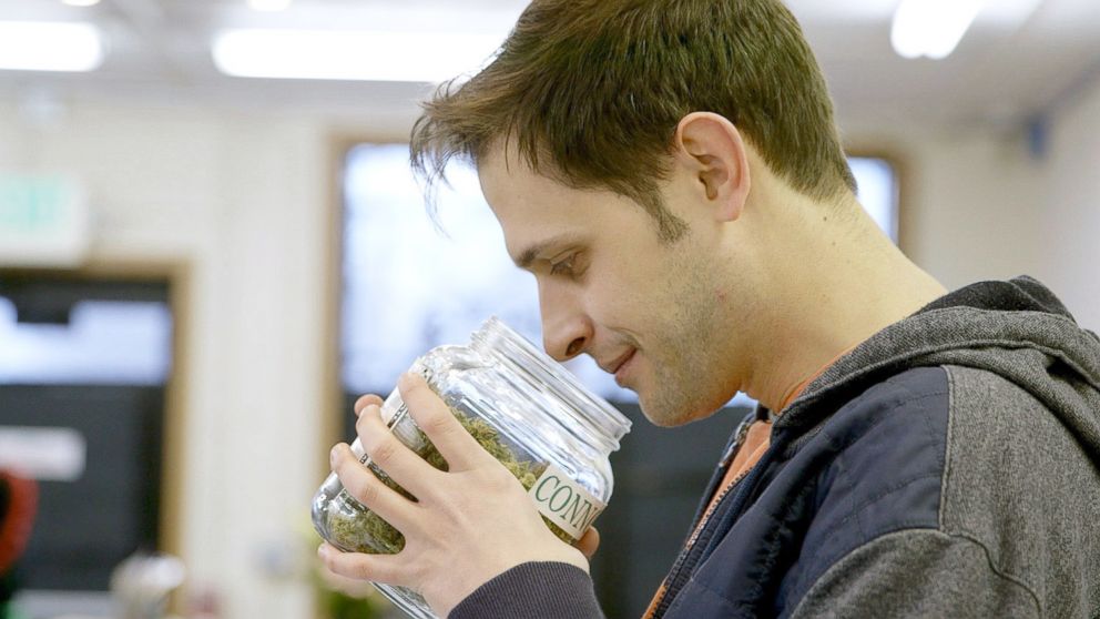 Cannabis reviewer Jake Browne reviews a strain called Super Lemon Haze at the Medicinal Wellness Center in Denver in this undated handout image from the documentary, "Rolling Papers."