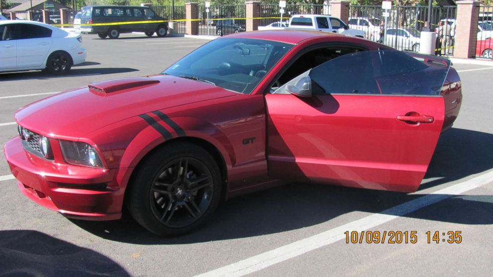 Police photo of Steven Jones' car after the shooting incident at Northern Arizona University.