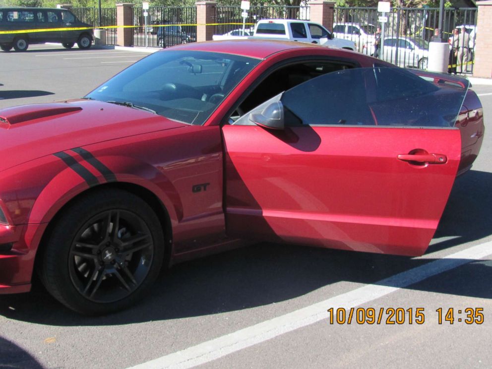 Police photo of Steven Jones car after the shooting incident at Northern Arizona University.