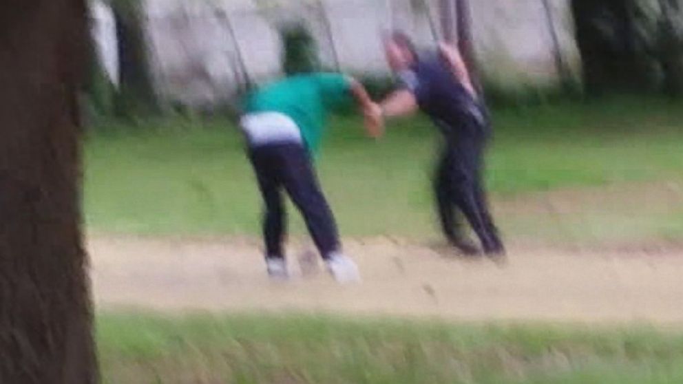 PHOTO: A sequence of images made from a bystander video shows Officer Michael Slager pursuing and then shooting Walter Scott in North Charleston, S.C. on April 4, 2015.