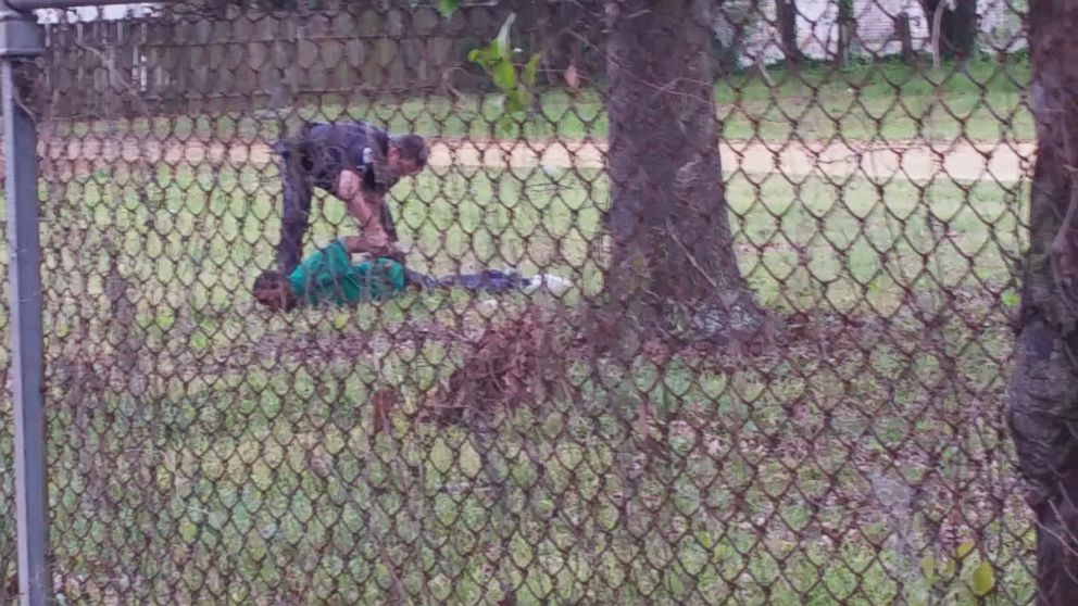 PHOTO: A sequence of images made from a bystander video shows Officer Michael Slager pursuing and then shooting Walter Scott in North Charleston, S.C. on April 4, 2015.