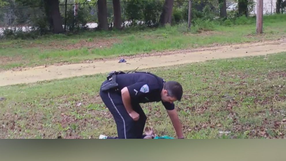 PHOTO: A sequence of images made from a bystander video shows Officer Michael Slager pursuing and then shooting Walter Scott in North Charleston, S.C. on April 4, 2015.