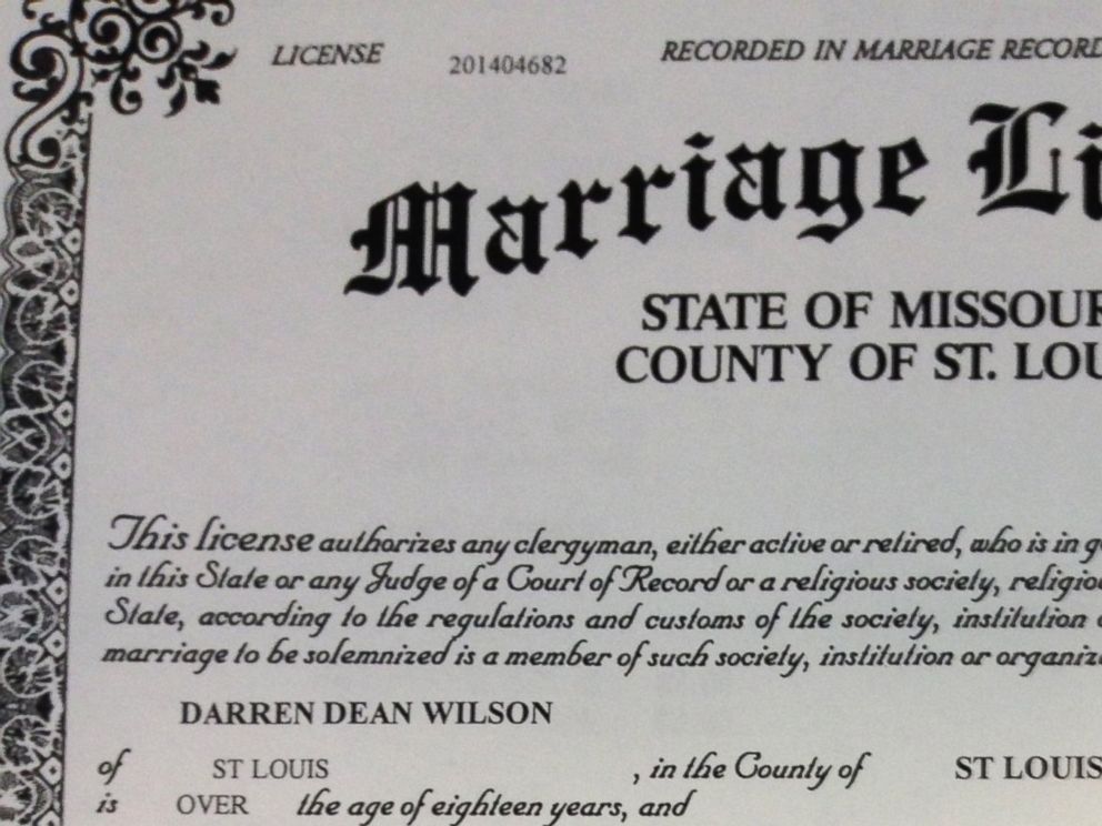 PHOTO: Darren Wilson and his girlfriend obtained a marriage license in late October, more than two months after he was put on leave for fatally shooting a teenager.