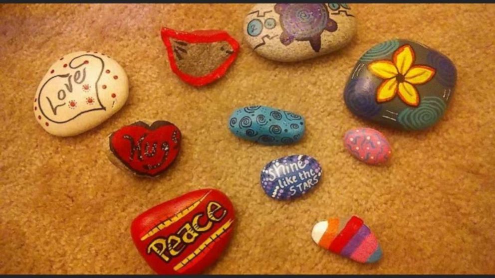 A selection of Wendy Reynolds' painted rocks.