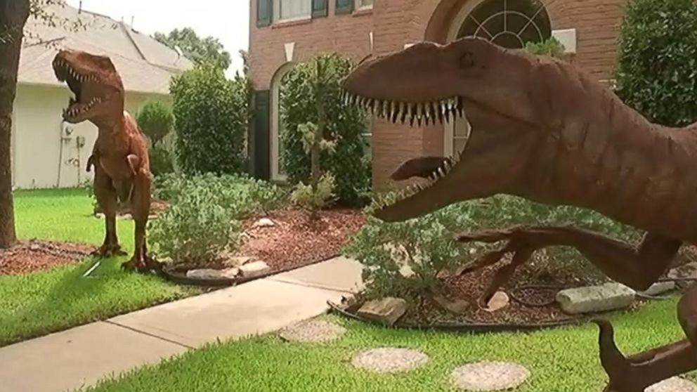 Dinosaurs on Couple's Front Lawn Yard Turns Heads in Planned Community