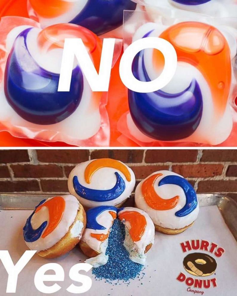 PHOTO: Missouri-based Hurts Donut posted this photo of its "Tide Pod donut" next to the Tide Pod detergent packets.