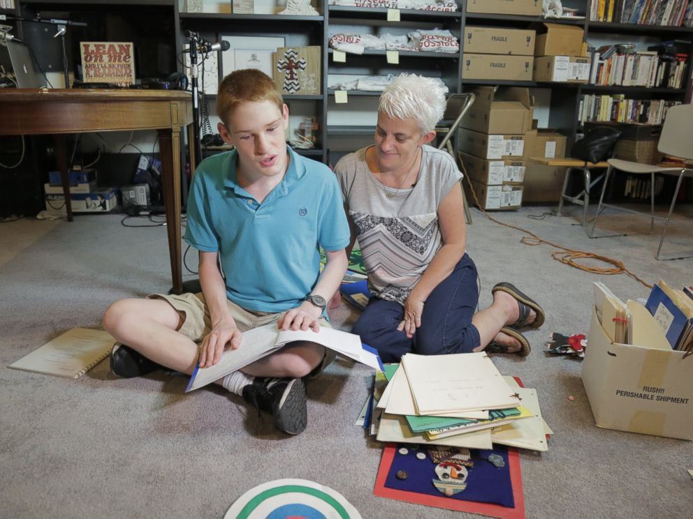 PHOTO: Christopher Duffley with his former Para Teacher Lisa Hanel in his home in Manchester, NH. July 26, 2016.