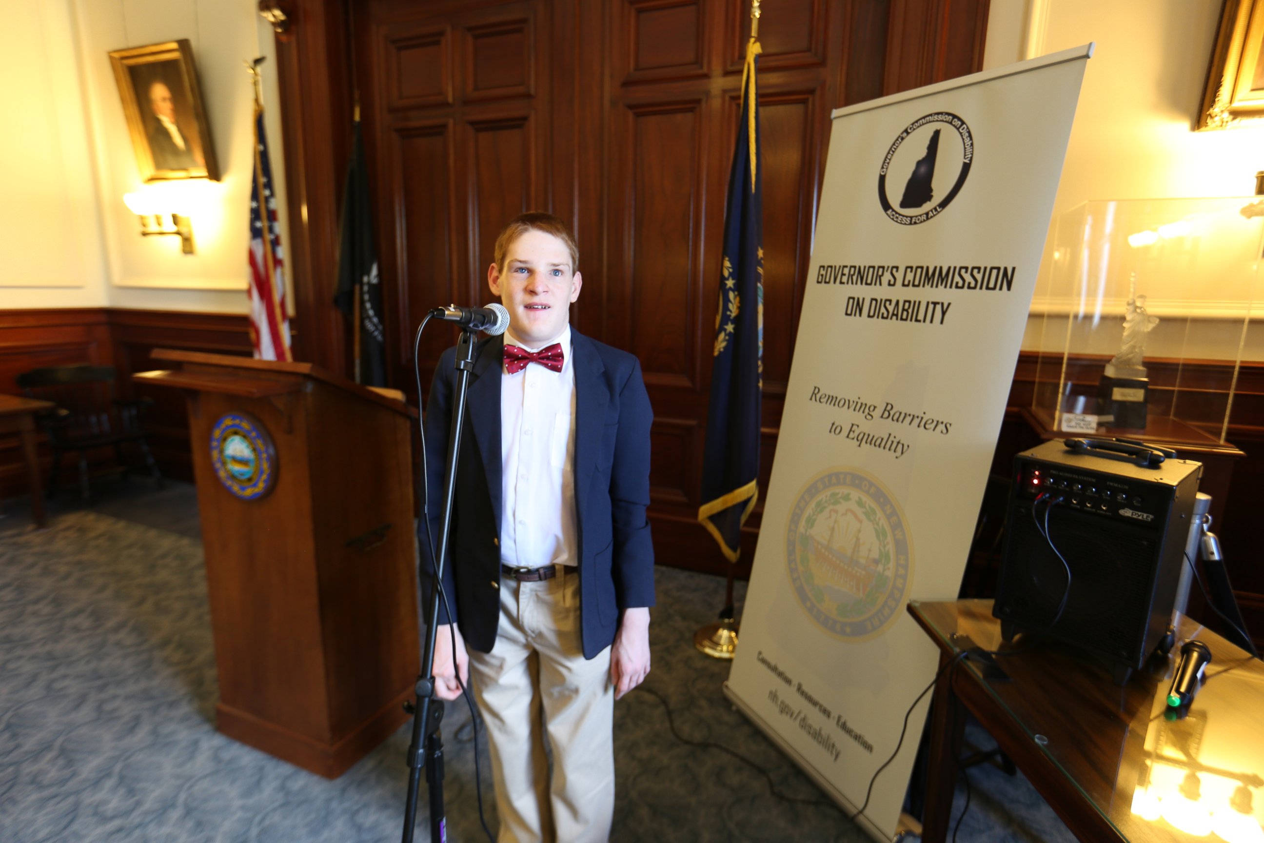 PHOTO: Christopher Duffley performing the Star-Spangled Banner at the New Hampshire Governor's Commission on Disability. Concord, NH. July 27, 2016. 
