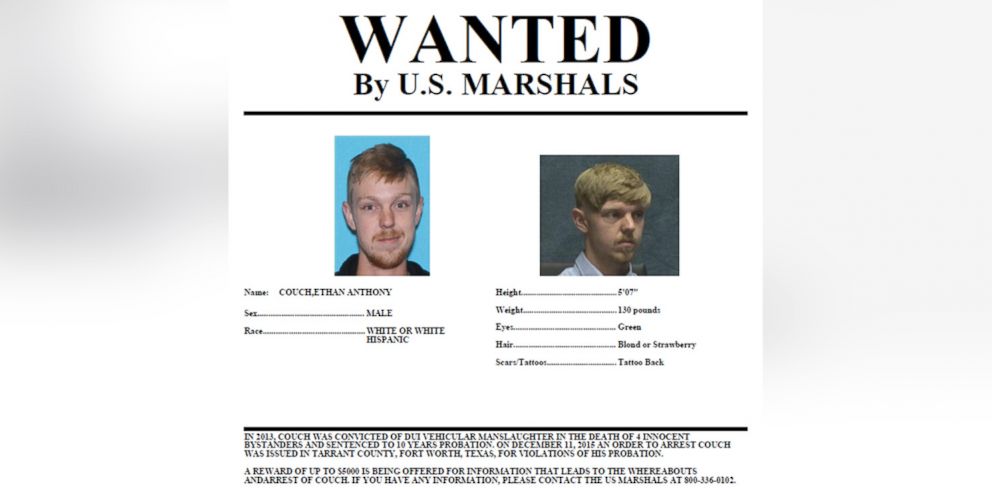 PHOTO: The U.S. Marshals Service released a wanted poster for "affluenza" teen Ethan Couch, who is wanted for allegedly violating his probation.