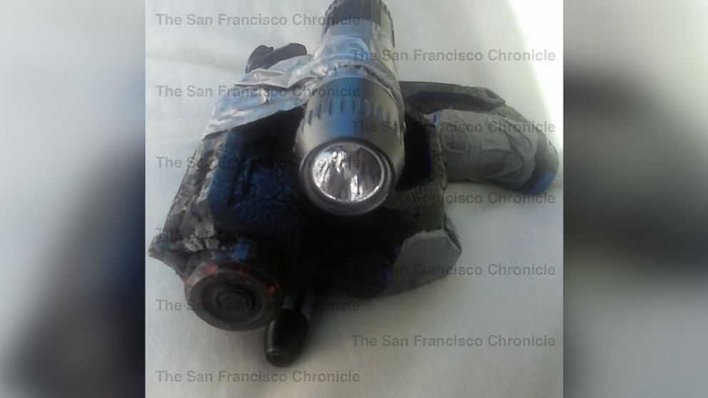 PHOTO: A photo sent to the San Francisco Chronicle purports to show a spray-painted water gun with a laser pointer and flashlight taped together used in the alleged abduction of Denise Huskins in March, 2015.