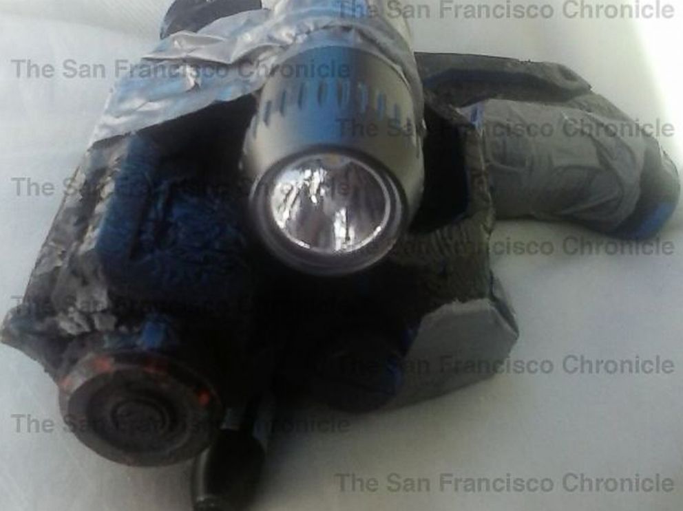 PHOTO: A photo sent to the San Francisco Chronicle purports to show a spray-painted water gun with a laser pointer and flashlight taped together used in the alleged abduction of Denise Huskins in March, 2015.
