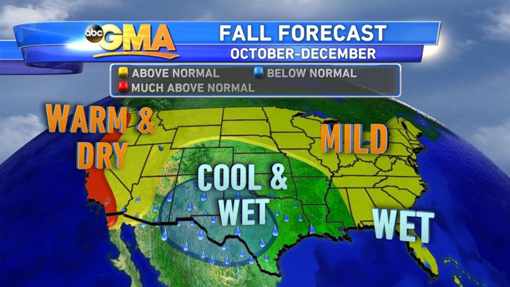 PHOTO: This map shows temperature and precipitation forecasts compared to normal.