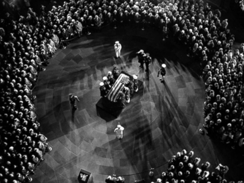 PHOTO: The casket of FBI director J. Edgar Hoover lies in state under the Capitol Dome in Washington D.C. on May 3, 1972.