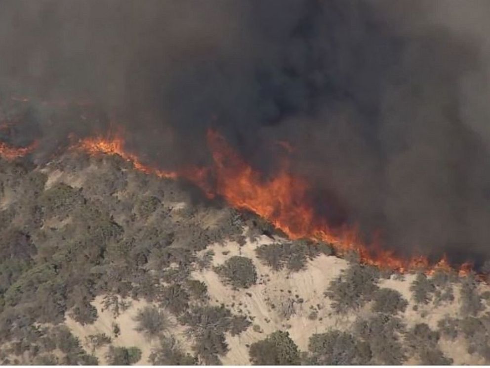 PHOTO: The Blue Cut Fire rages on in San Bernardino County, California, on August 16, 2016.
