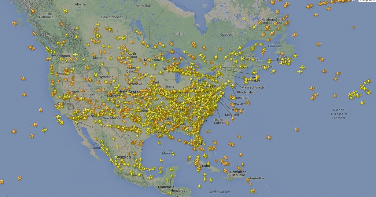 PHOTO: Flightradar24 posted this photo to Twitter on Sept. 26, 2014 with the caption, "Still no air traffic above 10,000 feet in Chicago ATC. 240+ flights canceled to/from O'Hare & Midway airports."