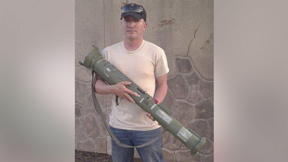 PHOTO: Spc. Ivan Lopez posted this image on his Facebook profile, showing him holding what appears to be a shoulder-fired rocket launcher.
