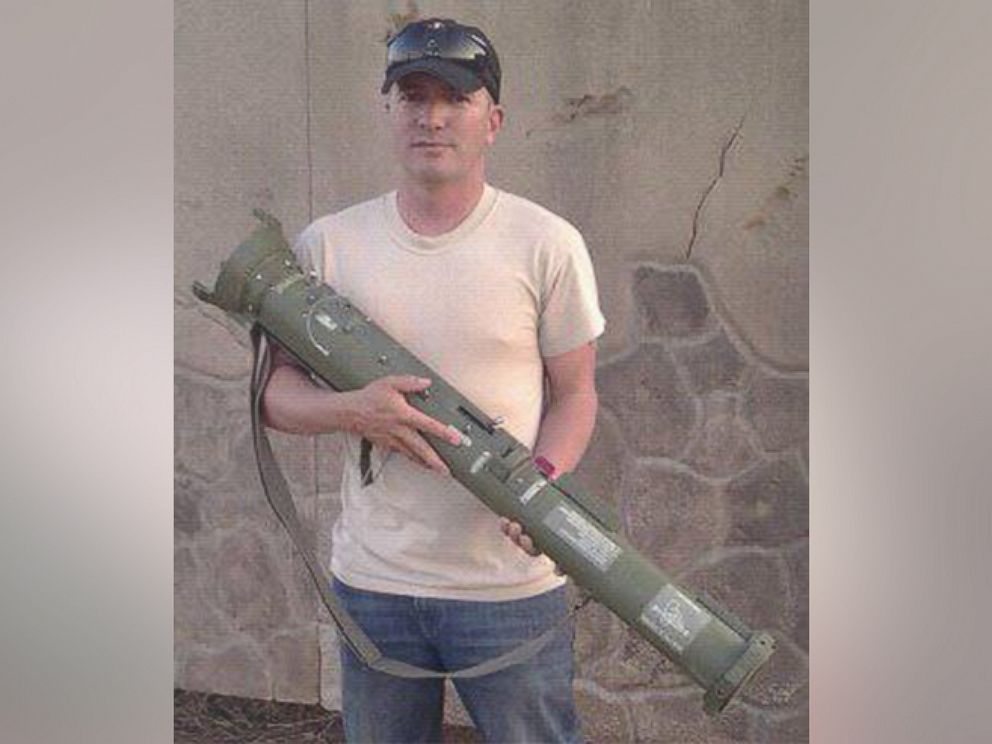 PHOTO: Spc. Ivan Lopez posted this image on his Facebook profile, showing him holding what appears to be a shoulder-fired rocket launcher.