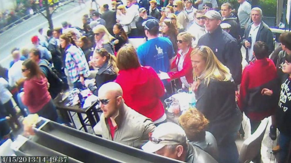 PHOTO: An image from the surveillance camera at the Forum restaurant near the finish line of the Boston Marathon on April 15, 2013.