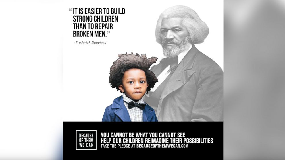 PHOTO: Photographer Eunique Jones Gibson founded the 'Because of Them We Can' photo campaign that shows little kids with their heroes and role models for black history month.