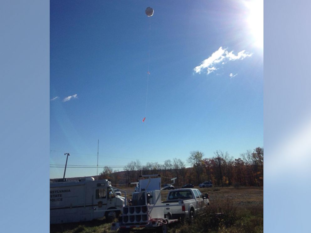PHOTO: The Ohio Department of transportation has donated the use of a large Mylar balloon to assist the Pennsylvania State Police in their search for Eric Frein. 