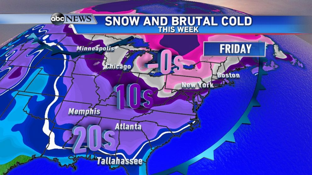 PHOTO: Temperatures plummet by Friday, even as far south as Florida