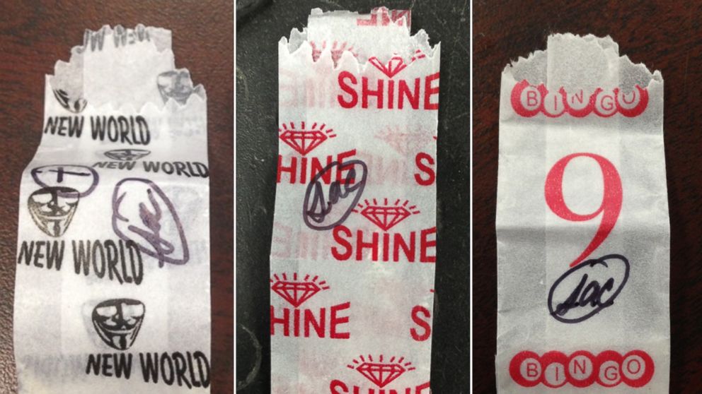 Heroin bags stamped with "New World," "Shine" and "Bingo" were confiscated in a heroin bust in Hartford, Conn.