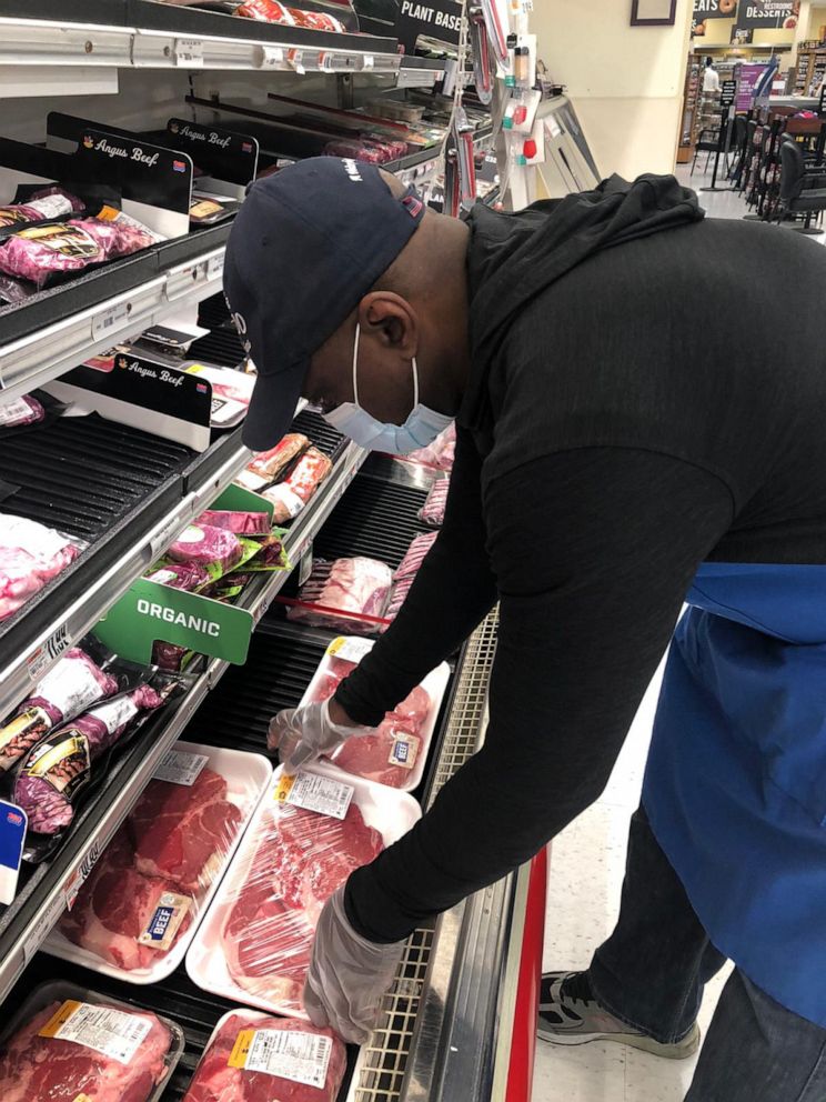 Jeff Reid works in the meat department at a Giant Food grocery store in Silver Spring, Maryland.