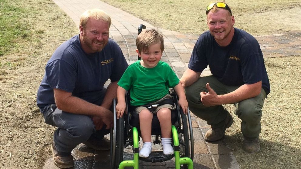 Kellan Tilton, 3, told Make-A-Wish his dream was to have a wheelchair-accessible pathway from his family's home to their barn.