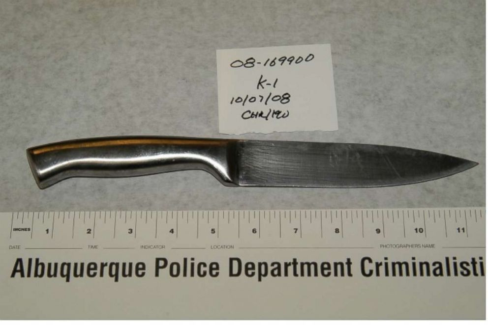 Albuquerque authorities say the suspect grabbed this knife after attacking Brittani Marcell.