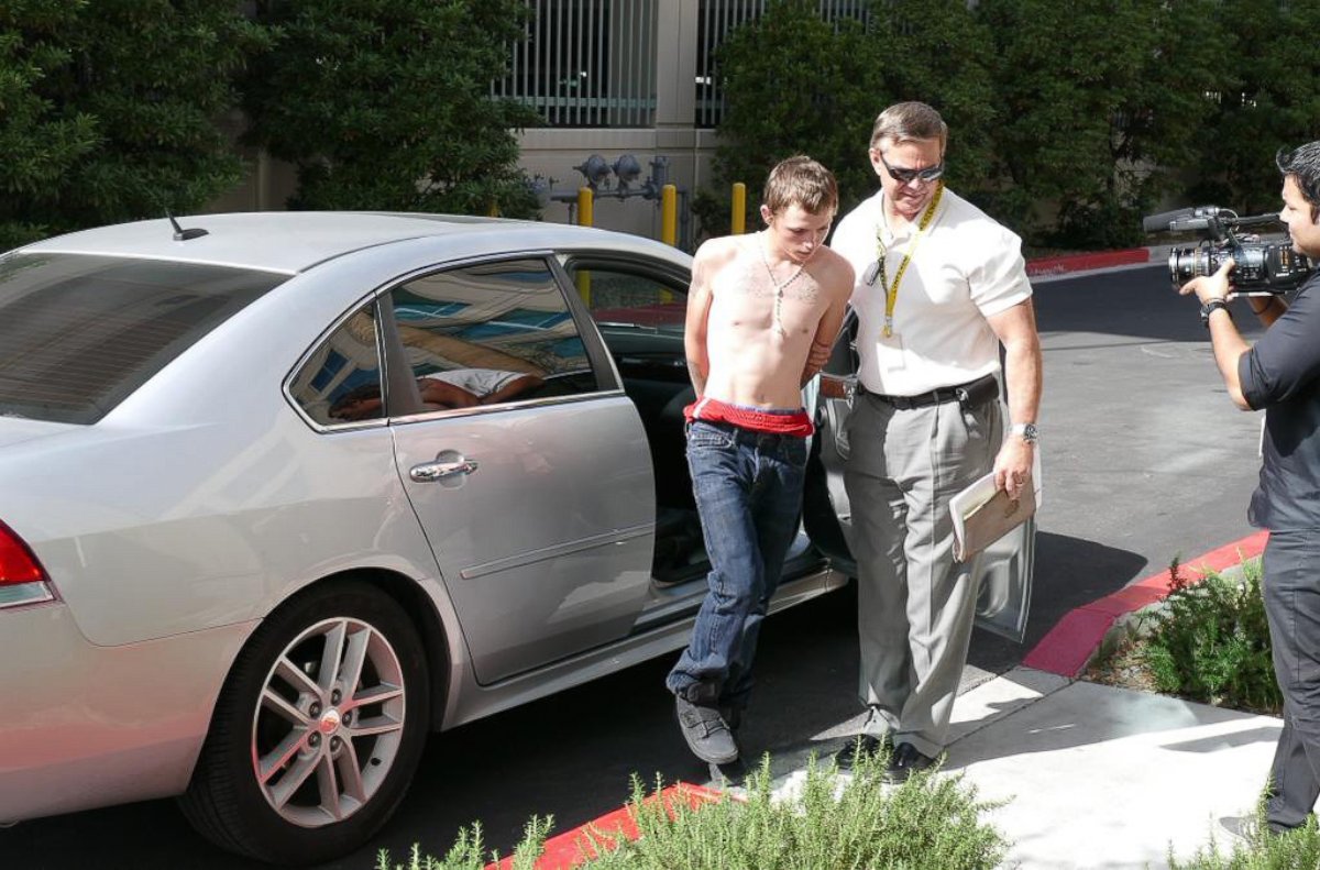 Las Vegas police tweeted this photo Feb. 19, 2015 of Erich Nowsch, 19, being taken into custody in connection with a Feb. 12 road rage shooting incident that took the life of a city woman.