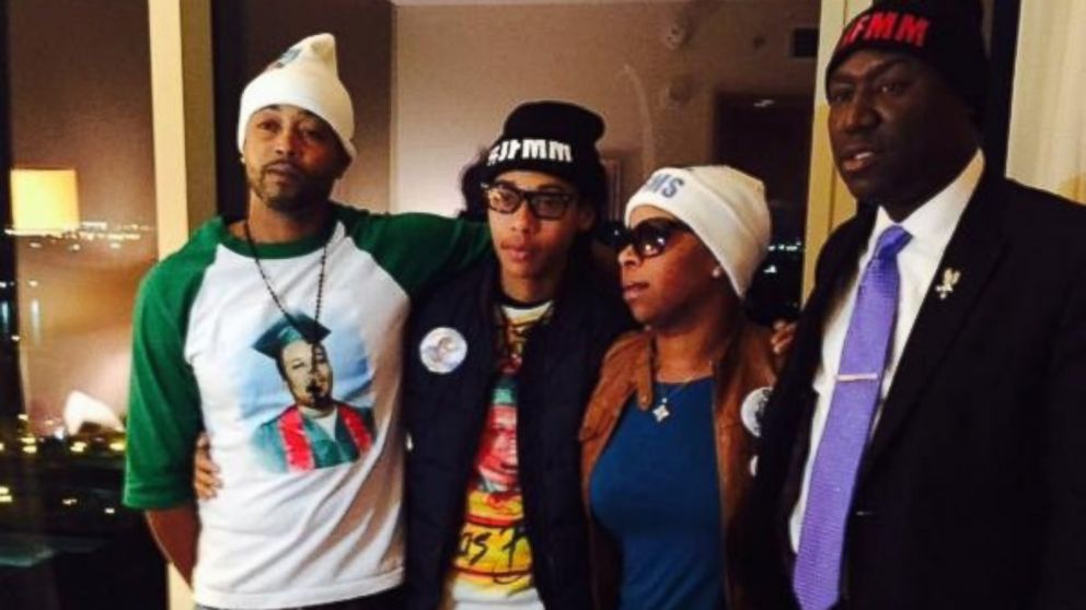 Lesley McSpadden, second from right, is seen on Nov. 24, 2014 in this photo moments before learning that a grand jury would not indict police officer Darren Wilson in the shooting of her son, Michael Brown. 
