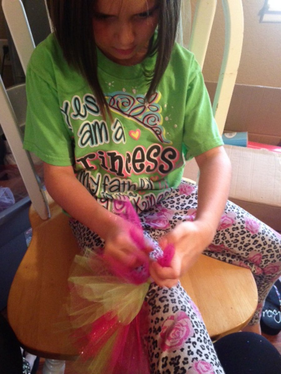 PHOTO: Jayden Mote learned how to make a tutu from her mother Deandrea Mote when she was bored on a holiday break from school.