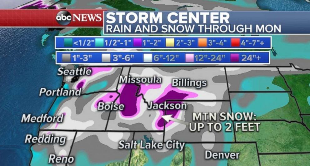 PHOTO: Through Monday, expect it to be snowy in many parts of the West.