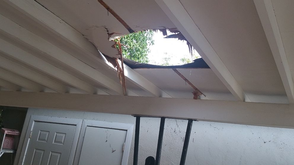A 23-pound package of marijuana crashed through the roof of a carport at a home in Nogales, Ariz. on Sept. 8, 2015.