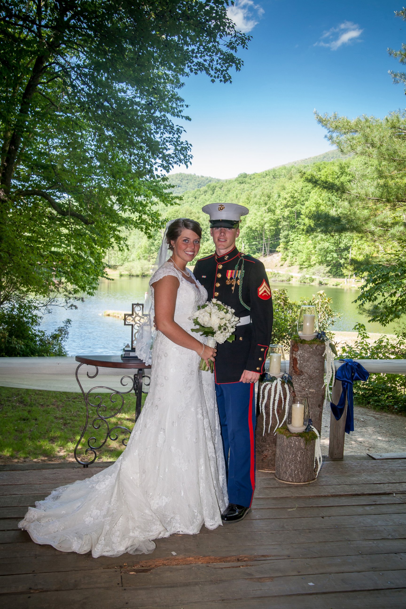 PHOTO: U.S. Marine Cpl. Caleb Earwood poses with his bride-to-be Maggie in Asheville, North Carolina.