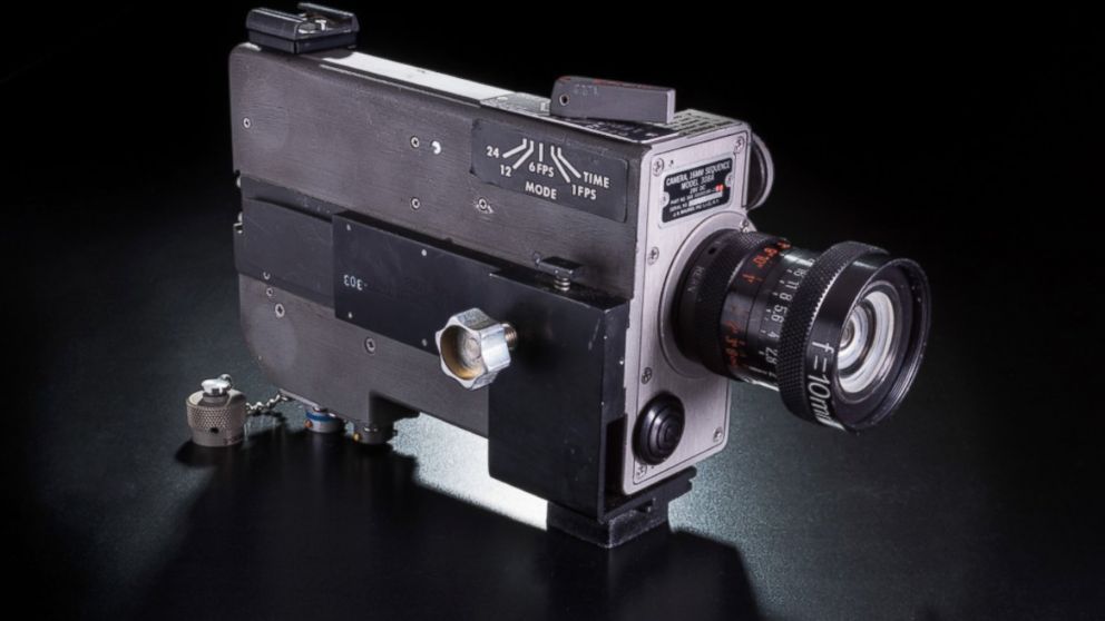 PHOTO: Mounted in the right-hand window of the lunar module Eagle, this camera filmed the first landing on the Moon. Astronauts Neil Armstrong and Buzz Aldrin later repositioned it to film their work on the lunar surface.