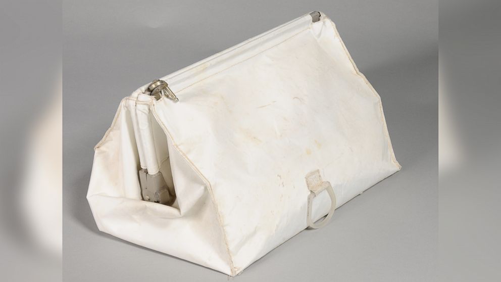 PHOTO: This bag, also known as a McDivitt Purse, was stowed in the Lunar Module during Apollo 11. 