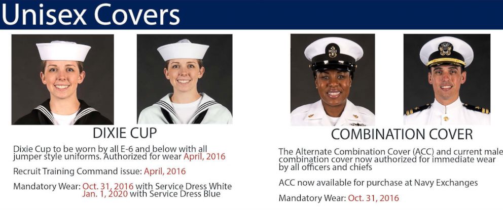 PHOTO: The Navy has been working to meet Secretary of the Navy Ray Mabus' plans to redesign several uniform elements for Sailors that improve uniformity across the force as well as improve the function and fit of their uniforms, Oct., 9, 2015.