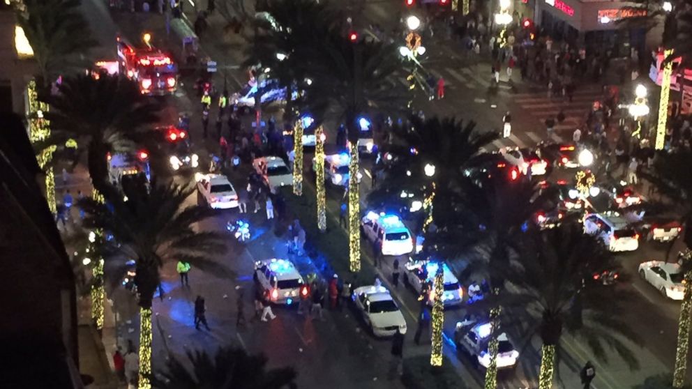 PHOTO: A Twitter user captured this view of police activity on Bourbon Street in New Orleans' French Quarter following a shooting incident on November 27, 2016.
