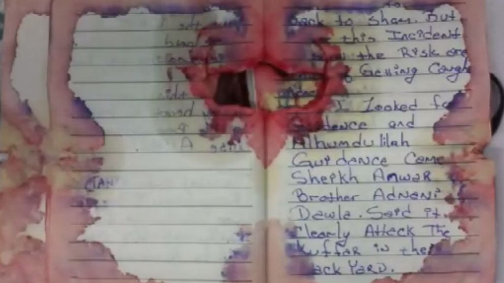 PHOTO: Officials released an image of what they say is the journal discovered on Ahmad Rahami when he was captured by police on Sept. 19, 2016.