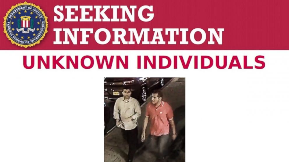 PHOTO: The FBI released a surveillance image of two unidentified men who apparently made off with a bag that had contained one of the explosive devices allegedly planted by Chelsea bombing suspect Ahmad Rahami.