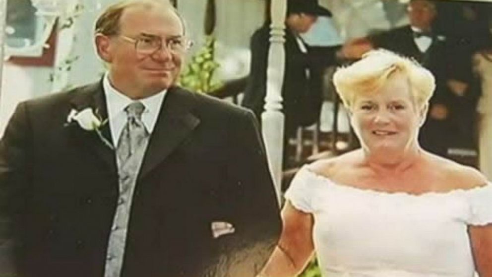 Angeline O'Grady, right, and her late husband, Brian O'Grady, on their wedding day.
