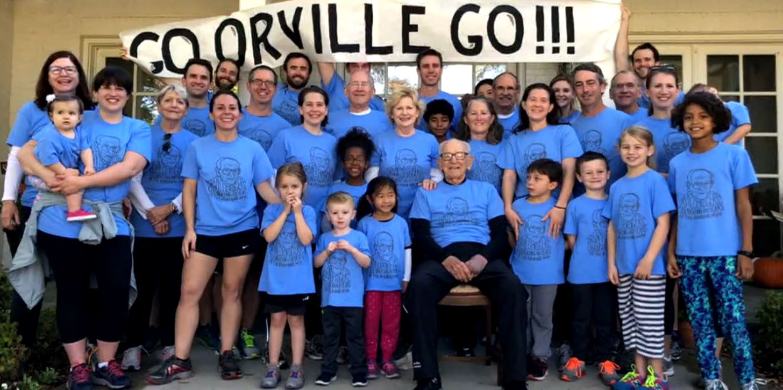 PHOTO: Family and friends join Orville Rodgers for his birthday run in Dallas in Nov. 25, 2017.