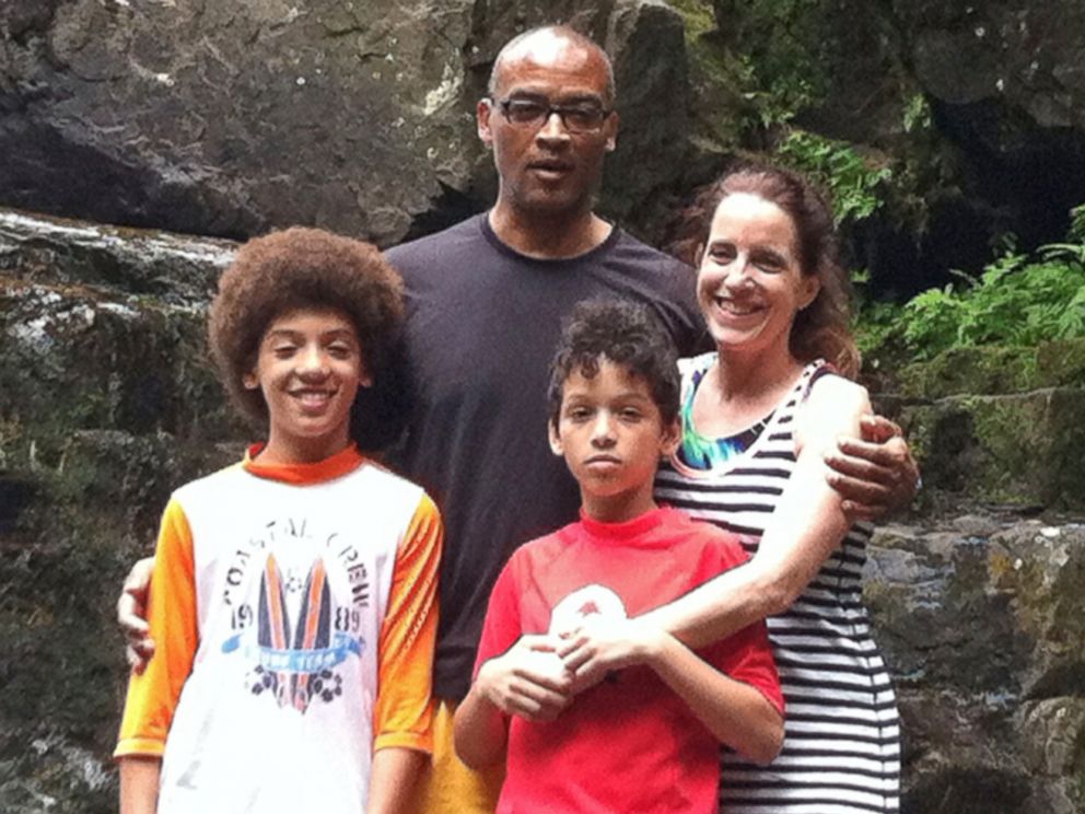 PHOTO: Manhattan mom Michele W. Miller with her husband and two sons at Lake George, New York in July 2014. 