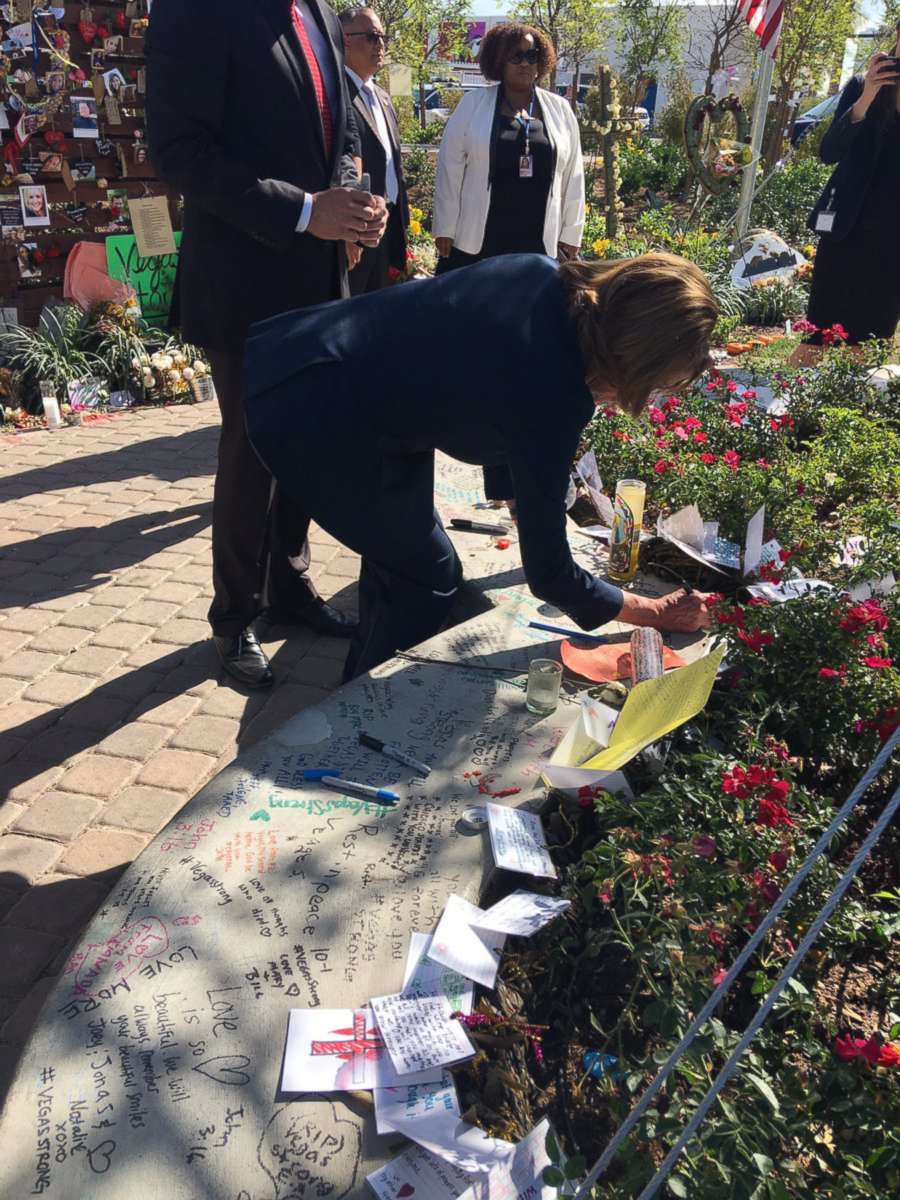 PHOTO: House Minority Leader Nancy Pelosi at the Las Vegas Community Healing Garden on October 17, 2017.